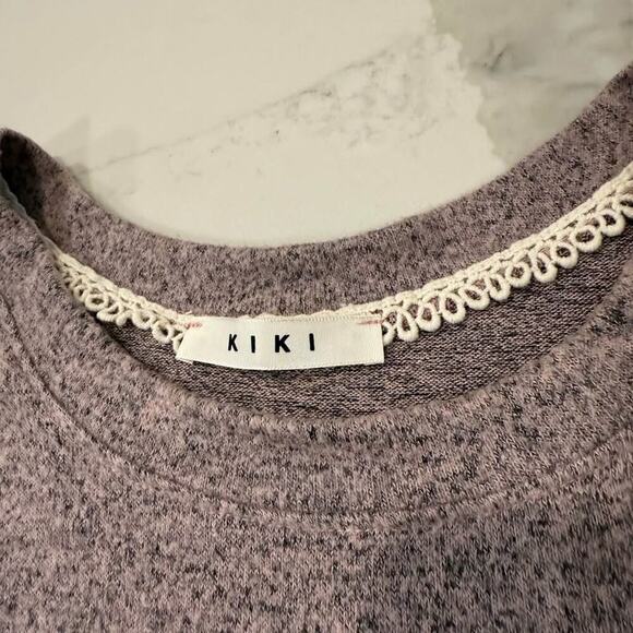 Kiki Long Puff Sleeve Pullover Crewneck Sweater Women's Medium Heathered Purple - Picture 3 of 6